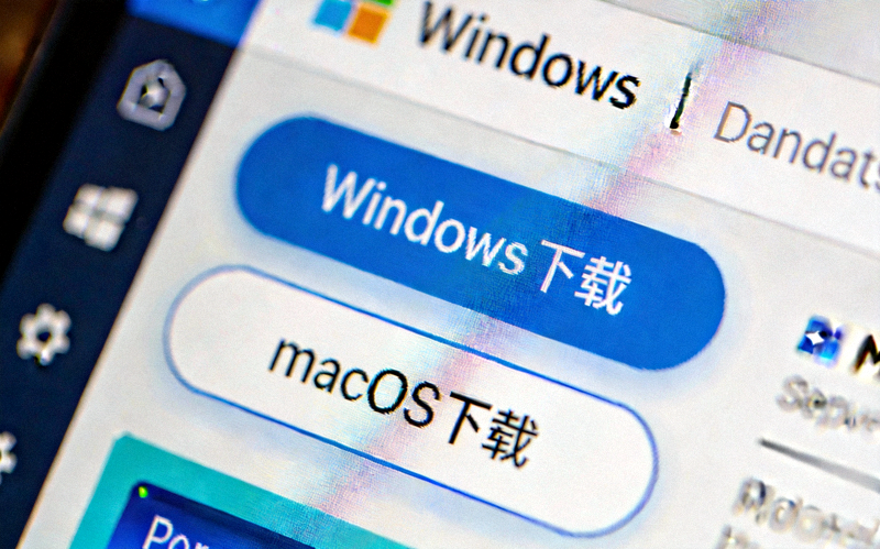 步骤二截图：显示Windows和macOS下载按钮的官方网站局部特写