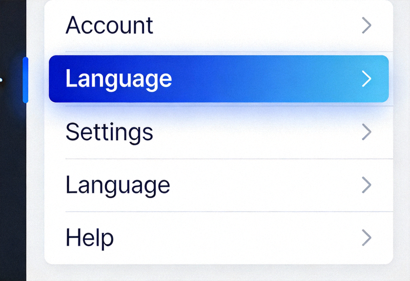 步骤六截图：设置页面左侧菜单高亮显示Language语言选项