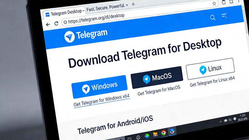 步骤一截图：Telegram官方网站桌面版下载页面的浏览器界面