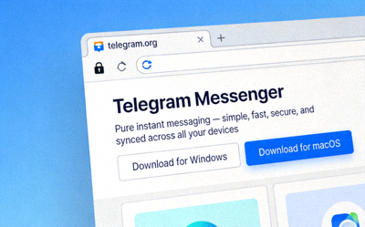 浏览器地址栏显示Telegram官方网站telegram.org的截图示例