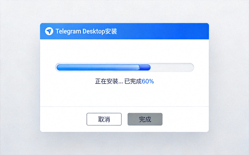 Telegram Desktop安装过程界面截图，显示安装进度