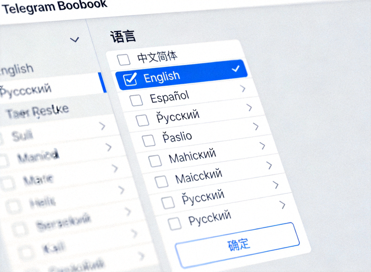 Telegram Desktop语言选择列表截图，显示中文简体选项被选中