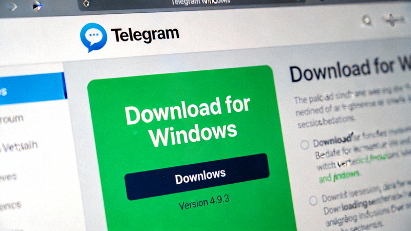 Telegram官方网站下载页面截图，显示绿色的Download for Windows按钮