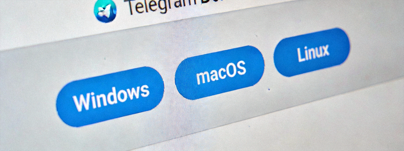 Telegram官网下载按钮区域截图，显示Windows、macOS和Linux的下载选项