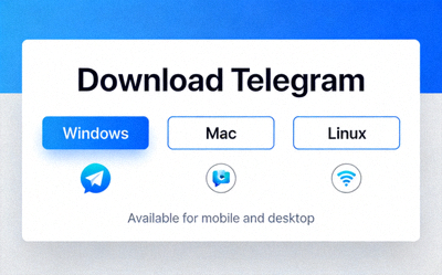Telegram下载页面显示Windows、Mac和Linux系统选项的截图