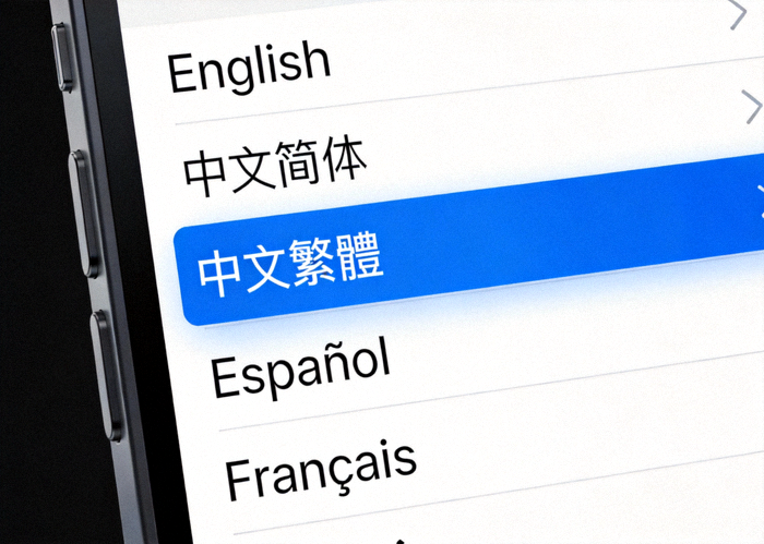 Telegram语言选择页面截图，列表中高亮显示中文简体选项